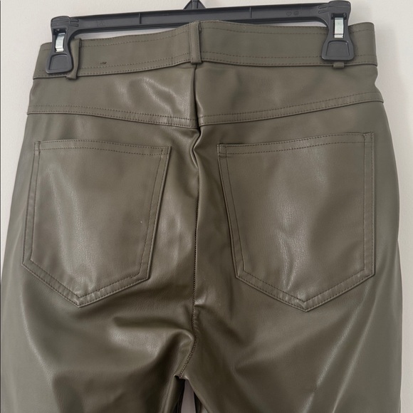 ZARA WOMAN Size S Green Vegan Leather Zip Pants - Picture 4 of 4